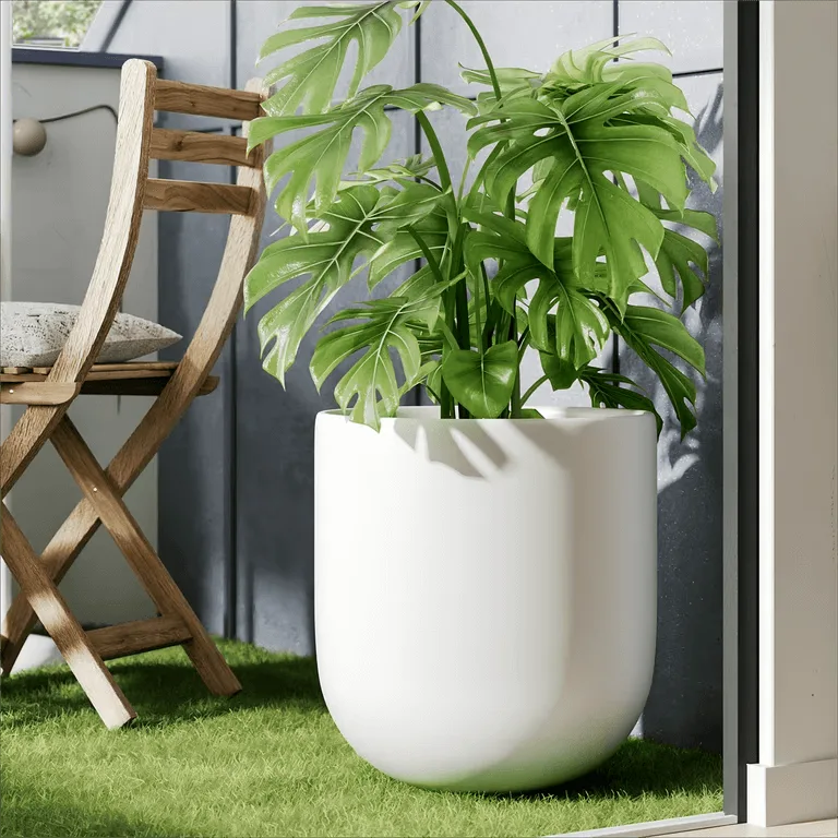 Outdoor Large Fiberglass Planters Pots | Rectangular Round – custom retail display image 1