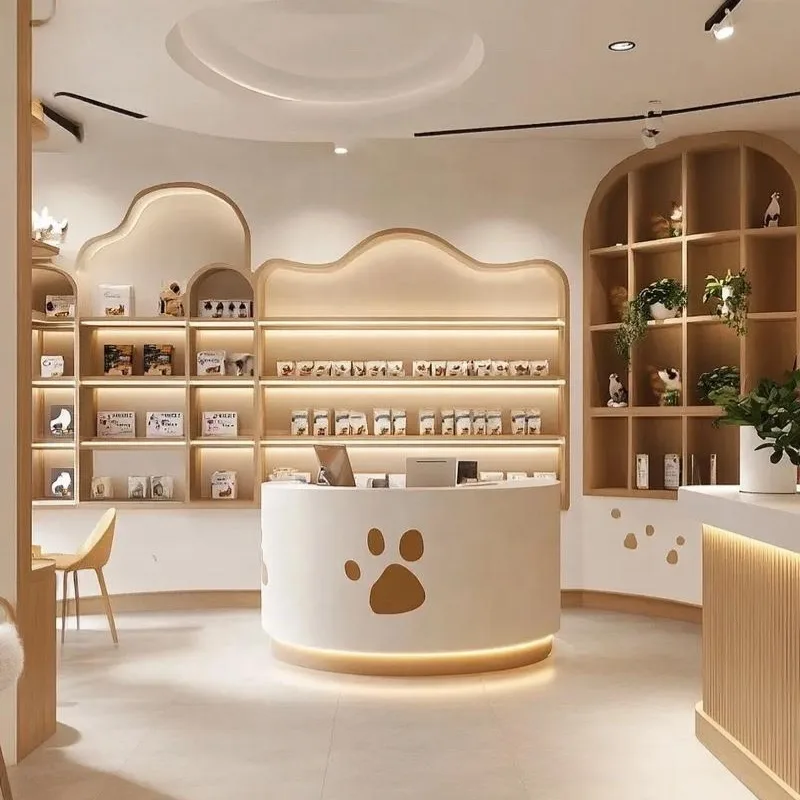 Pet Shop Design, Displays Shelving Fixtures – Warm pet shop design with unique display toy for pet round tree display showcas