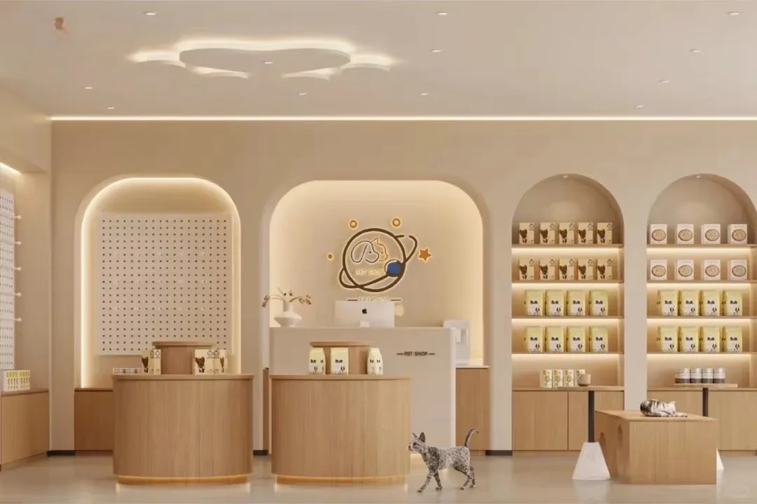 Pet Shop Design, Displays Shelving Fixtures – Warm pet shop design with unique display toy for pet round tree display showcas