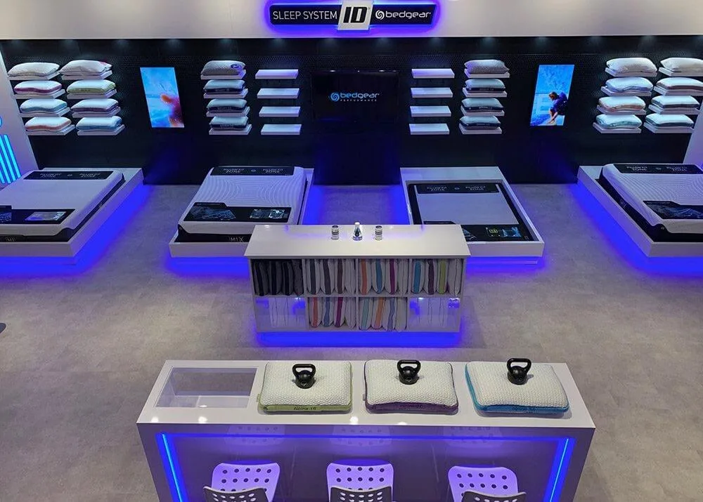 Pillow Store Design Displays – High-end Pillow Show Shop Design Black Pillow Wall Cabinets and bed Display Stands image 1