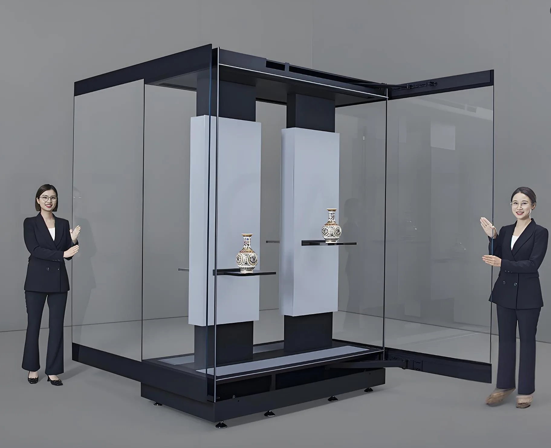 RT12 Rotation Opening Freestanding Museum Display Case- Large Size