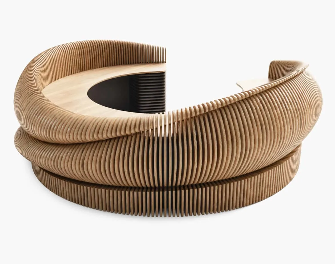 C shaped, Curved Round Reception Desks Counters – custom retail display image 17