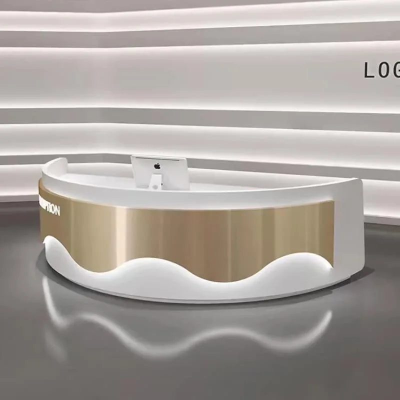 C shaped, Curved Round Reception Desks Counters – custom retail display image 2
