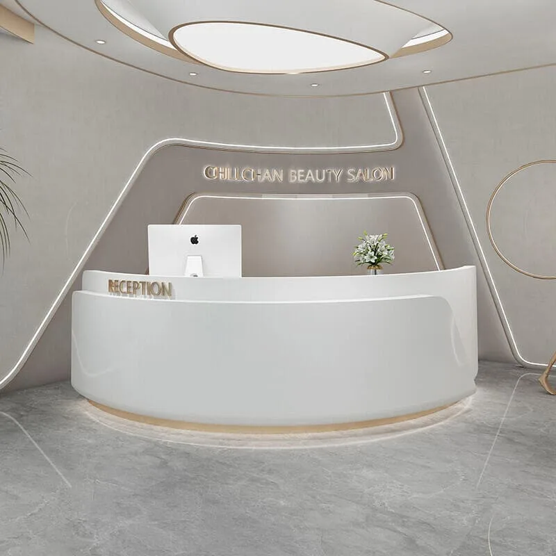 C shaped, Curved Round Reception Desks Counters – custom retail display image 9