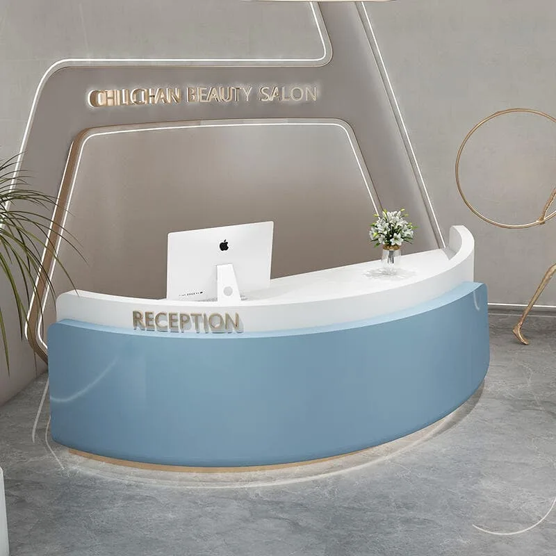 C shaped, Curved Round Reception Desks Counters – custom retail display image 10