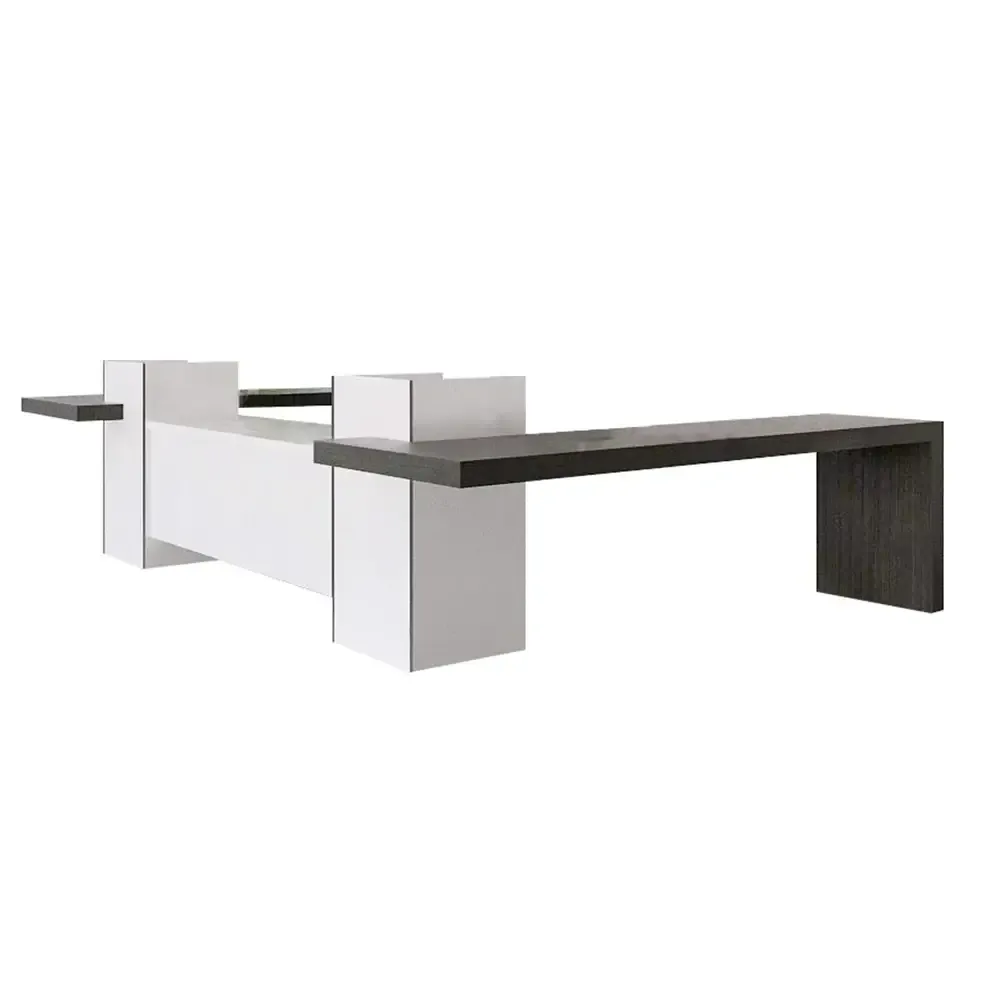 Office Reception Desk Counters | White,Wood Stone – custom retail display image 38