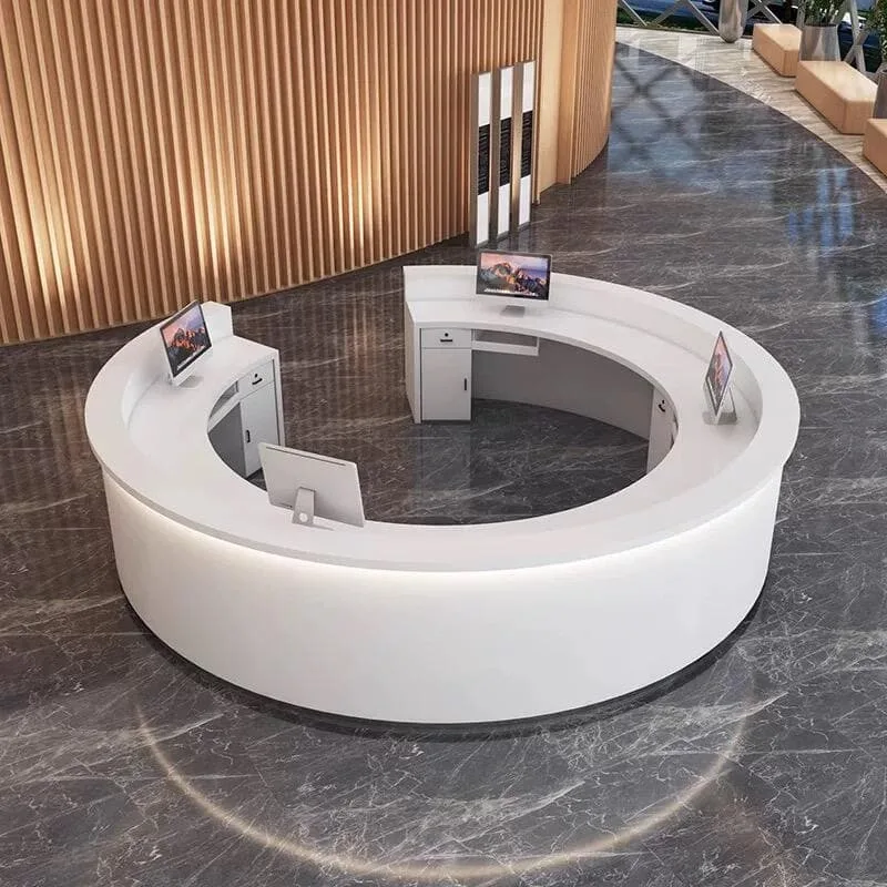 C shaped, Curved Round Reception Desks Counters – custom retail display image 6