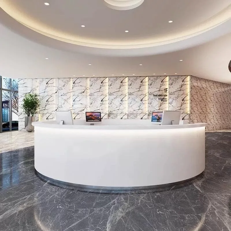 C shaped, Curved Round Reception Desks Counters – custom retail display image 5