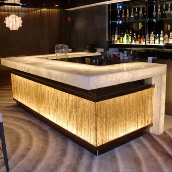 Restaurant Bar Counter For Sale | Wood, Metal Marble – Backlit Onyx Counter image 9