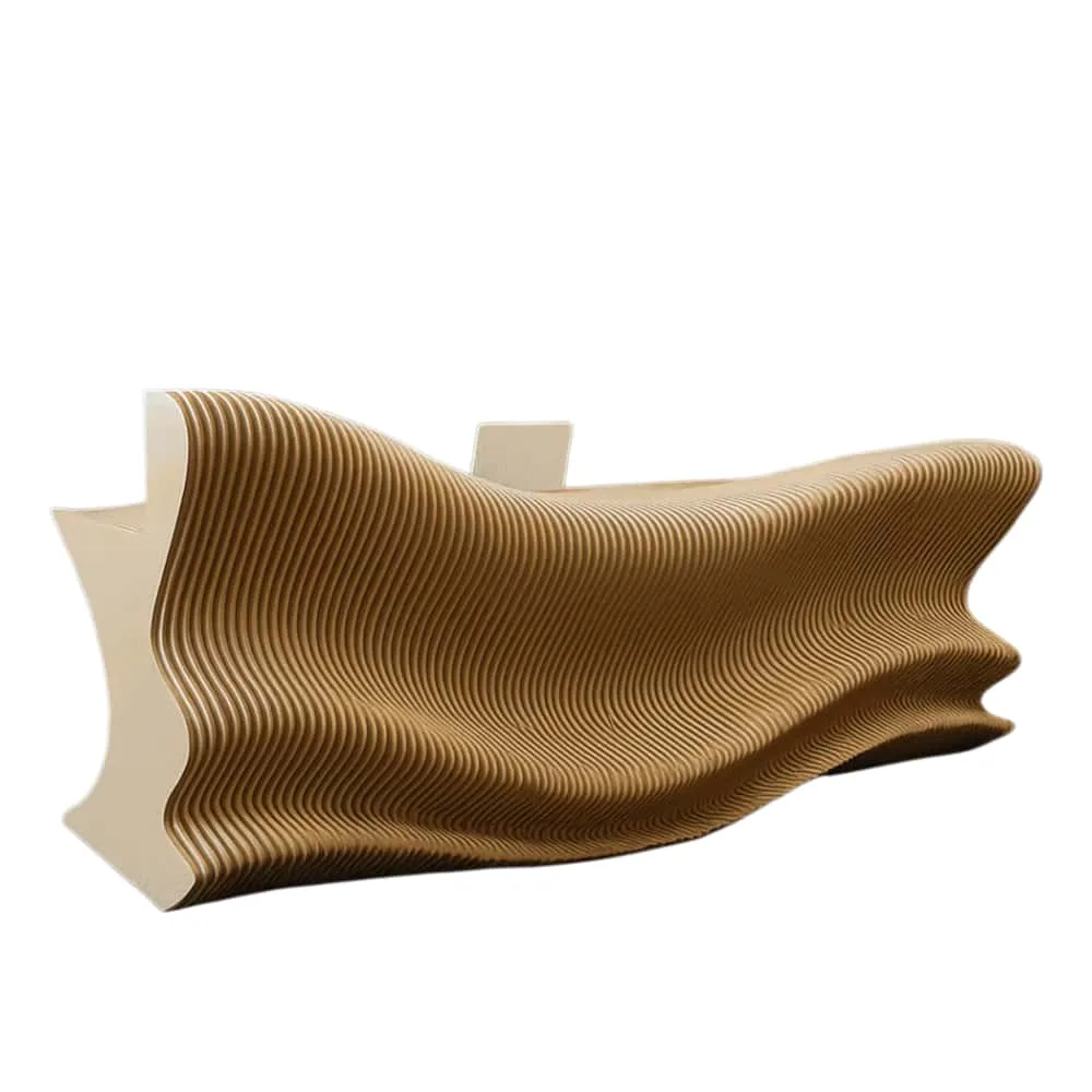 Parametric Wave Reception Desk | Sculptural Plywood or MDF Reception Counter for Modern Interiors