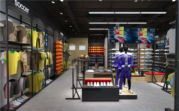 Sports Shop Design, Displays Store Fixtures – Cool Sports Wear Shop Interior Design Manufacture Display Fixtures Sports Cloth