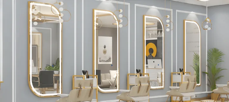 Salon Mirrors | Full Length, Wall Hung LED Lighted – custom retail display image 3