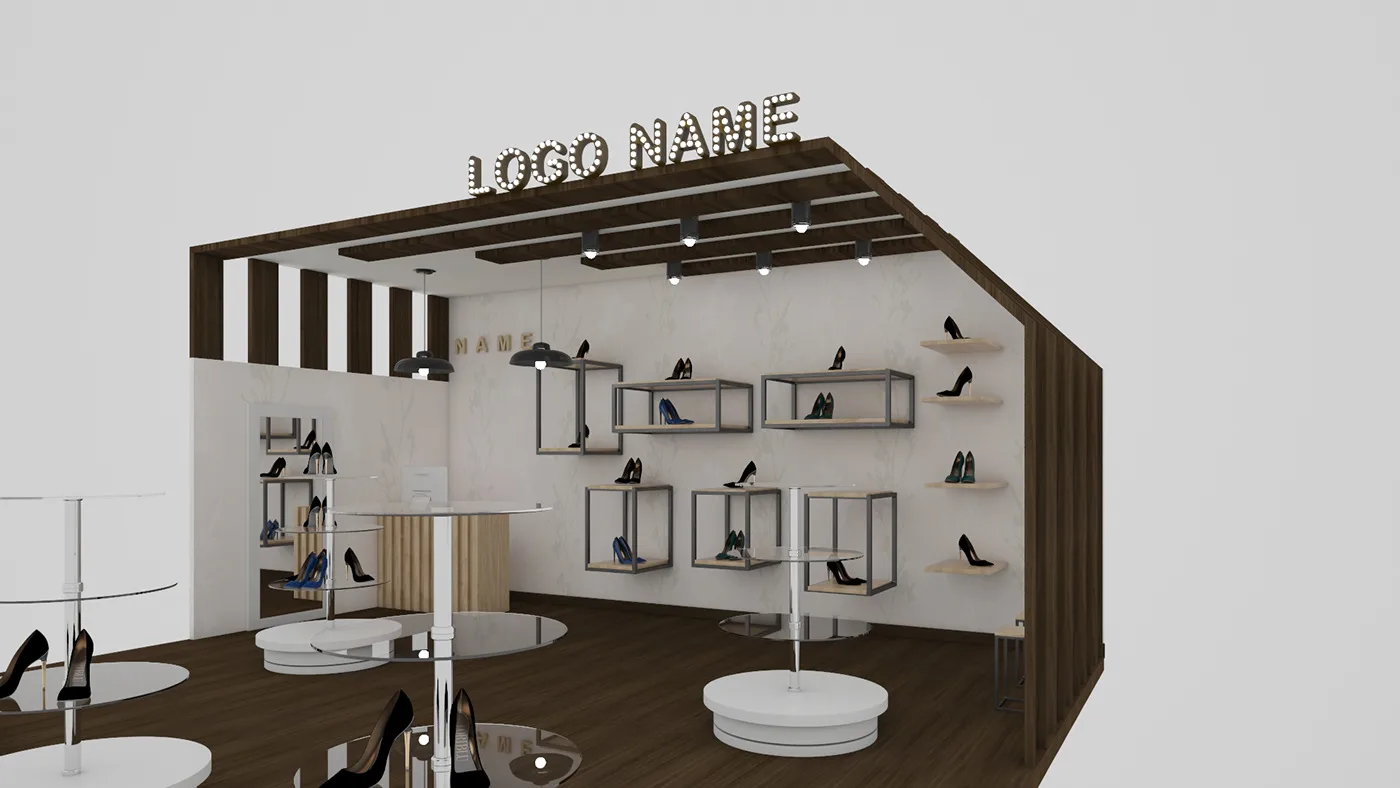 Fashion simple women shoe booth design high heels display rack