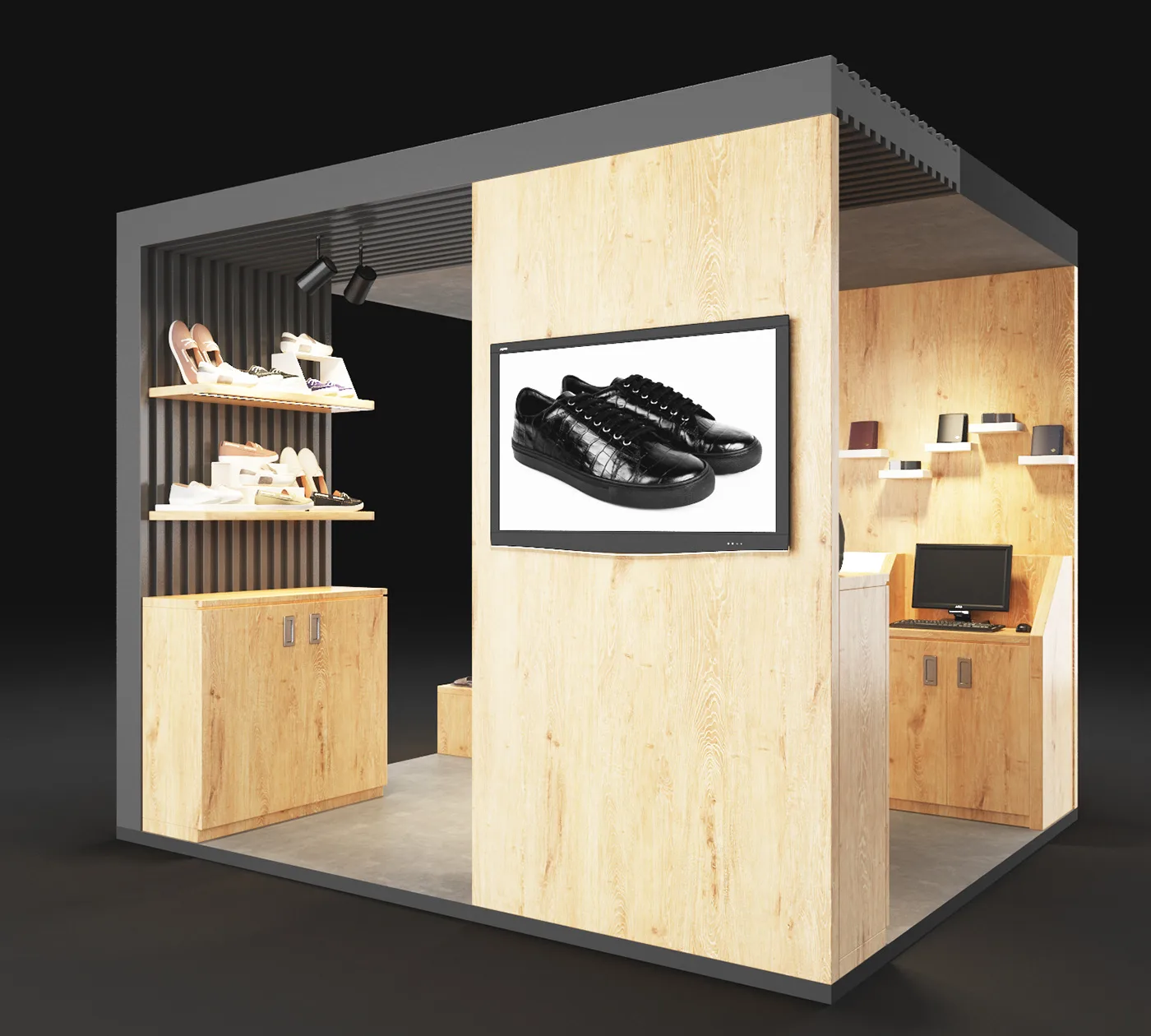 High-end fashion shoe kiosk  custom shoe display rack on sale