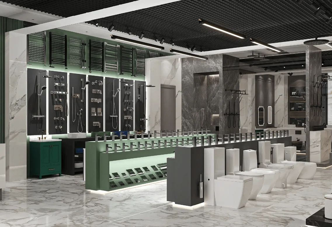 Kitchenware Shop Design, Displays Store Fixtures – Bathroom equipment exhibition hall custom Faucet display commercial furnit
