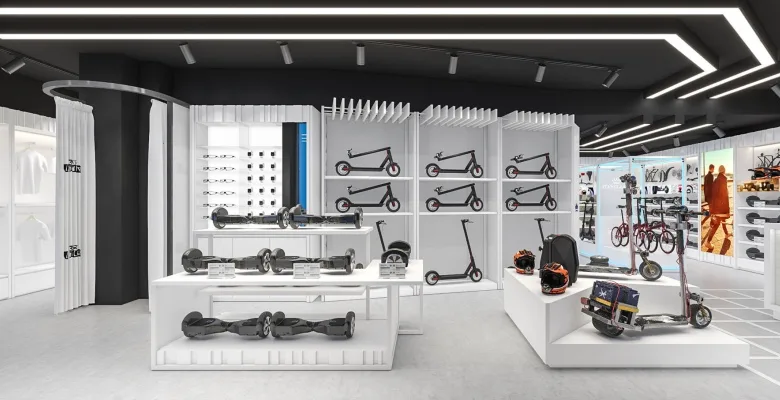 E-Scooter Store Design, Hoverboard Displays Shelving – custom retail display image 7