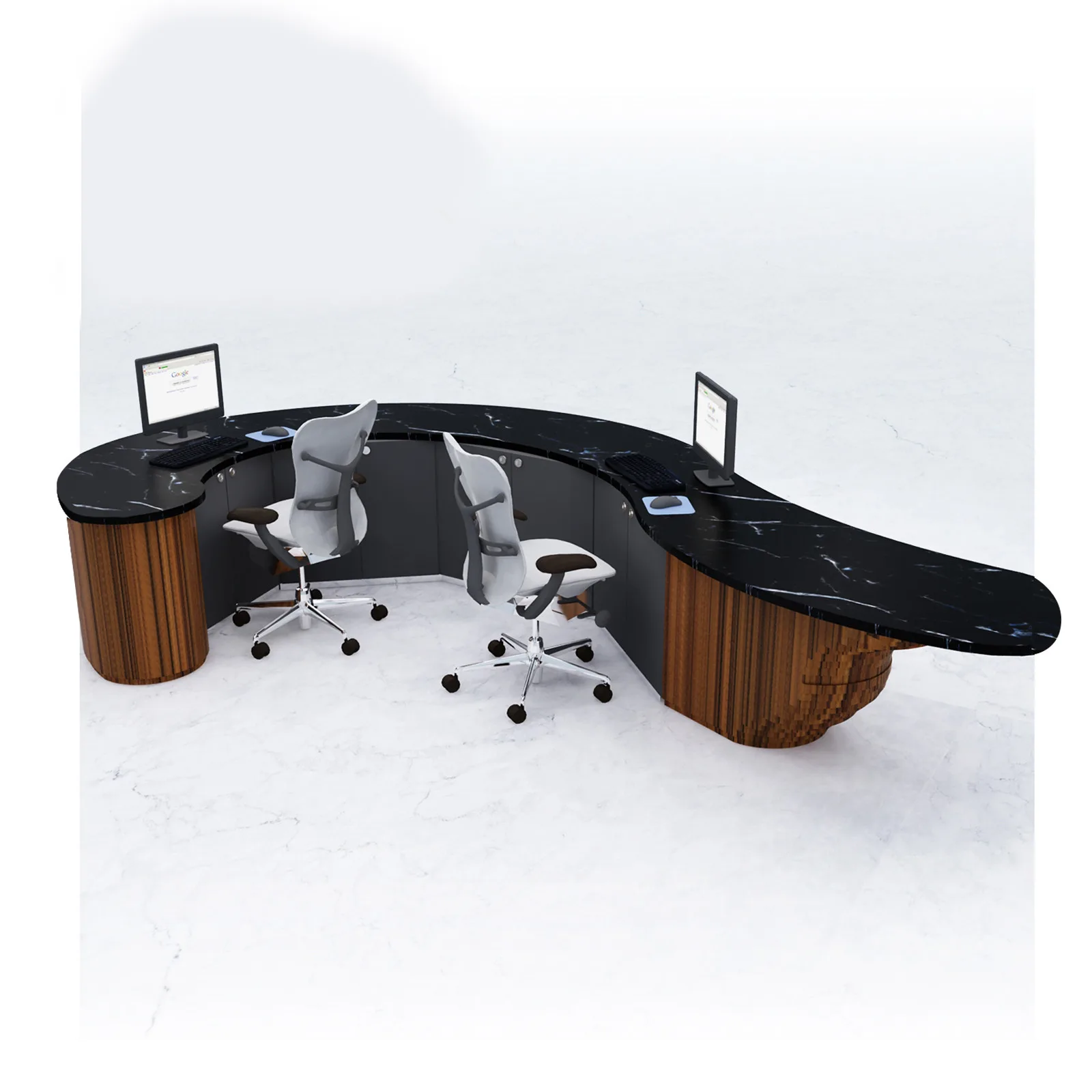 Office Reception Desk Counters | White,Wood Stone – custom retail display image 57