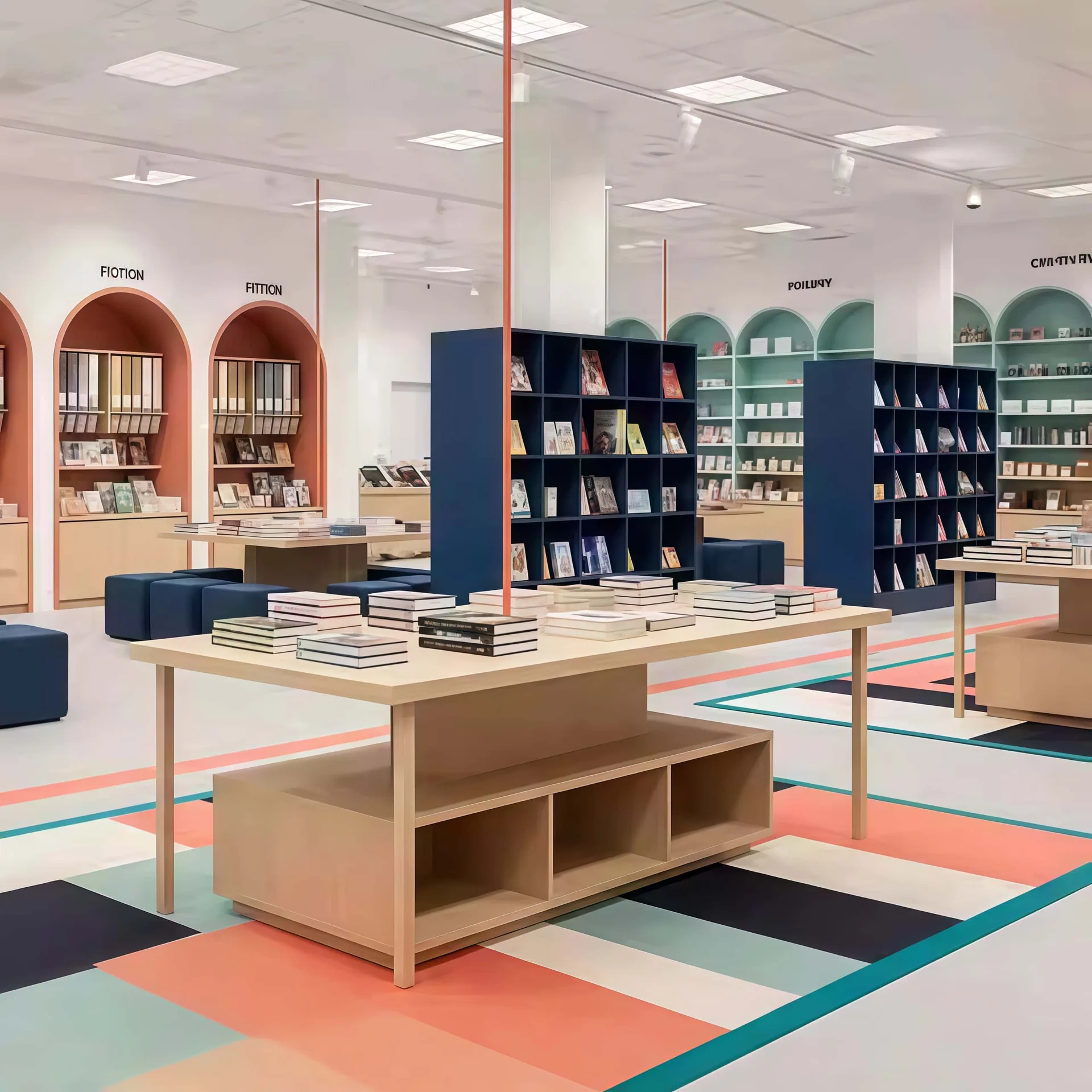 Stationery Shop Design, Displays Rack Fixtures – Stationery Design With Wooden Displays Shelves For Pens, Books & Other Acces