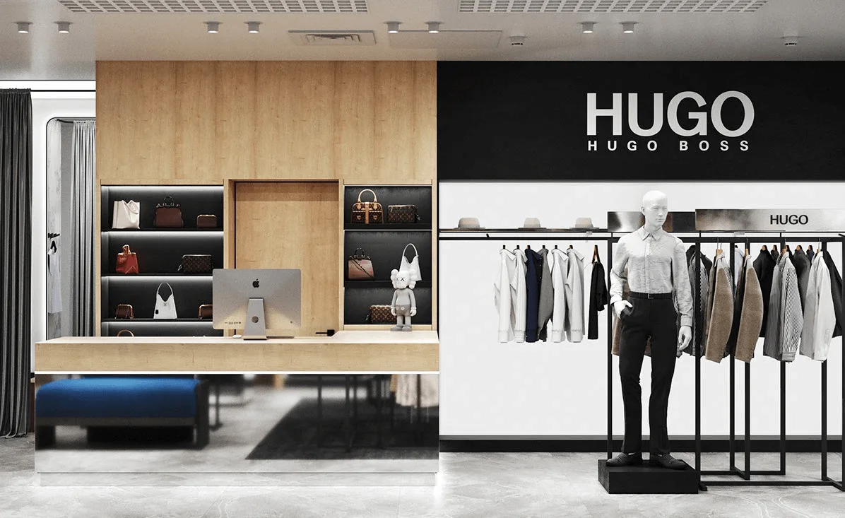 T-Shirt Store Design, Display Retail Fixtures – Big-size T-shirt Shop Design Mesh Clothing Display Racks and Clothing Hangers