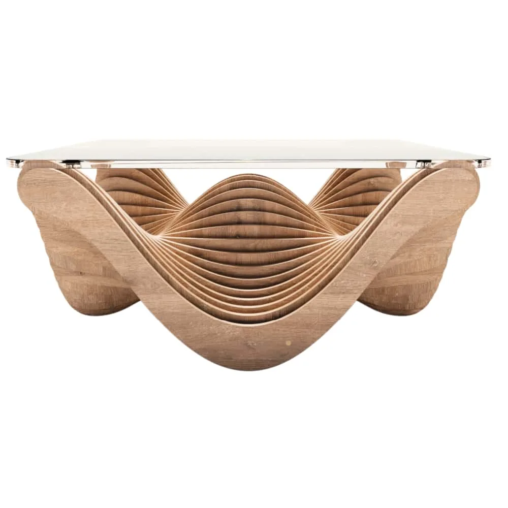 Custom Wooden Wave Parametric Table, Coffee Table For Sale
