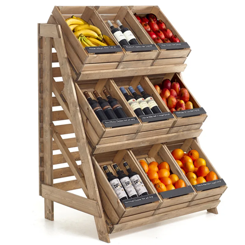 Tired Fruit Veg Display Stands for Shop | Wood Metal Shelves – custom retail display image 2