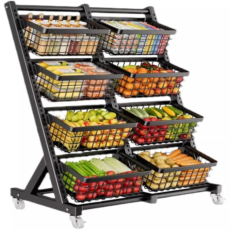 Tired Fruit Veg Display Stands for Shop | Wood Metal Shelves – custom retail display image 4