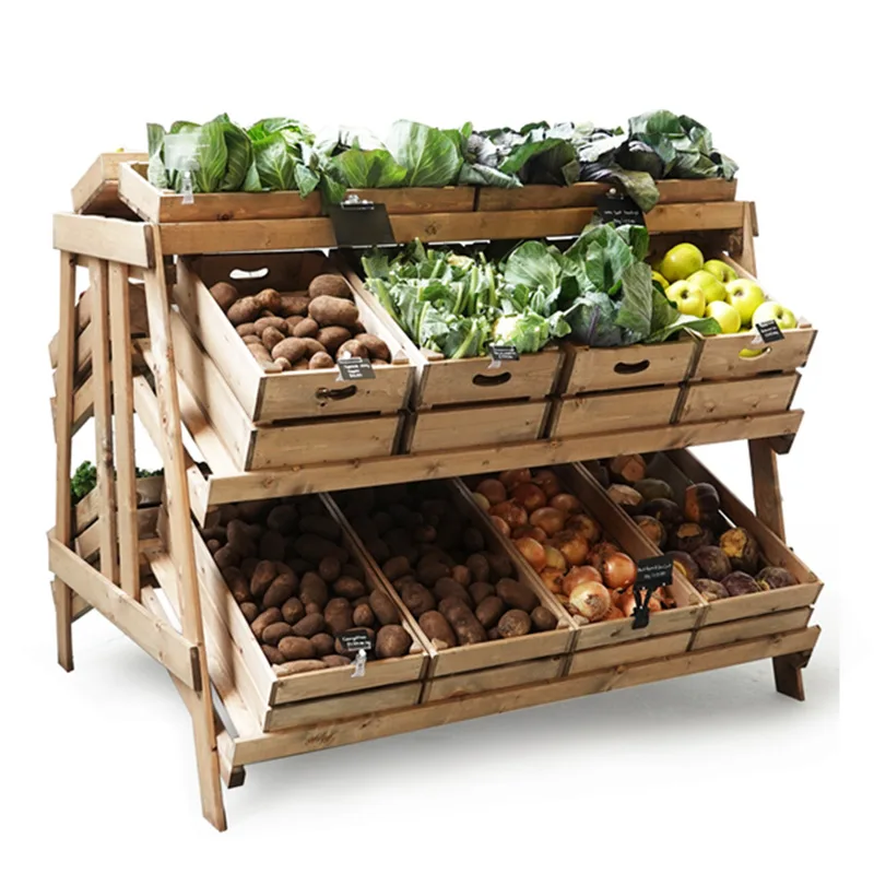 tired fruit & veg display stand2 Tired Fruit Veg Display Stands for Shop | Wood Metal Shelves – custom retail display image 26