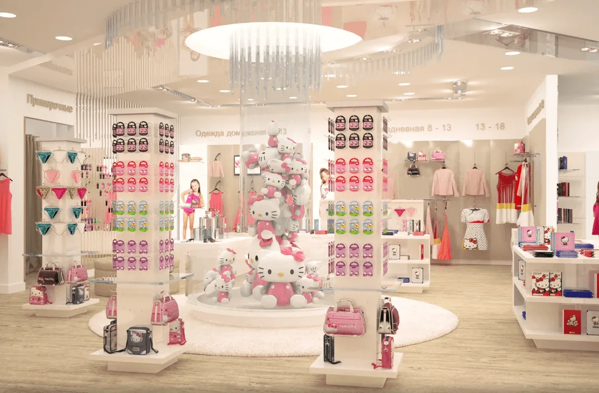 Hello kitty dream Children’s clothing shop design toy retail display stand & island