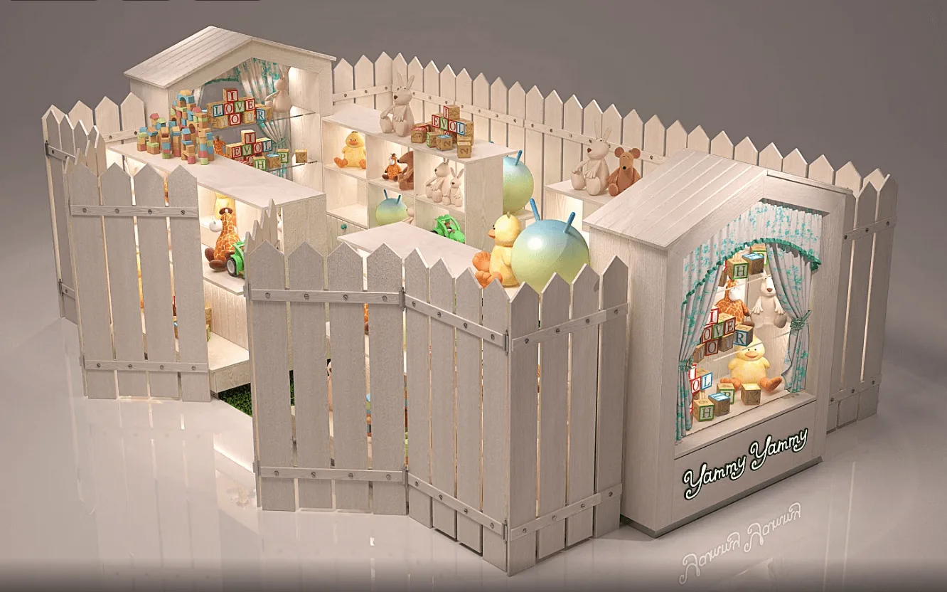 Toy Kiosk Toy Stall For Sale – Playful Display Design: Layered Podiums for Interactive Shopping image 2