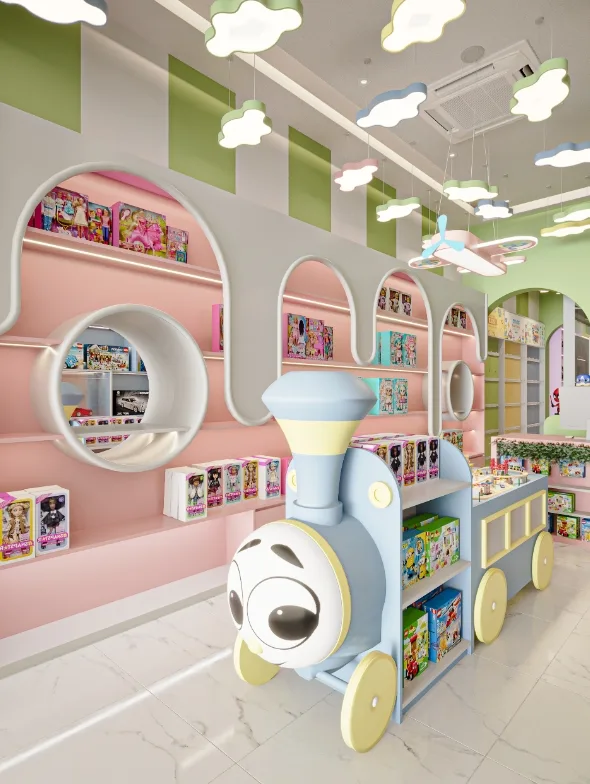 Toy Store Design, Displays Retail Shelf Fixtures – Playful Display Design: Layered Podiums for Interactive Shopping image 6