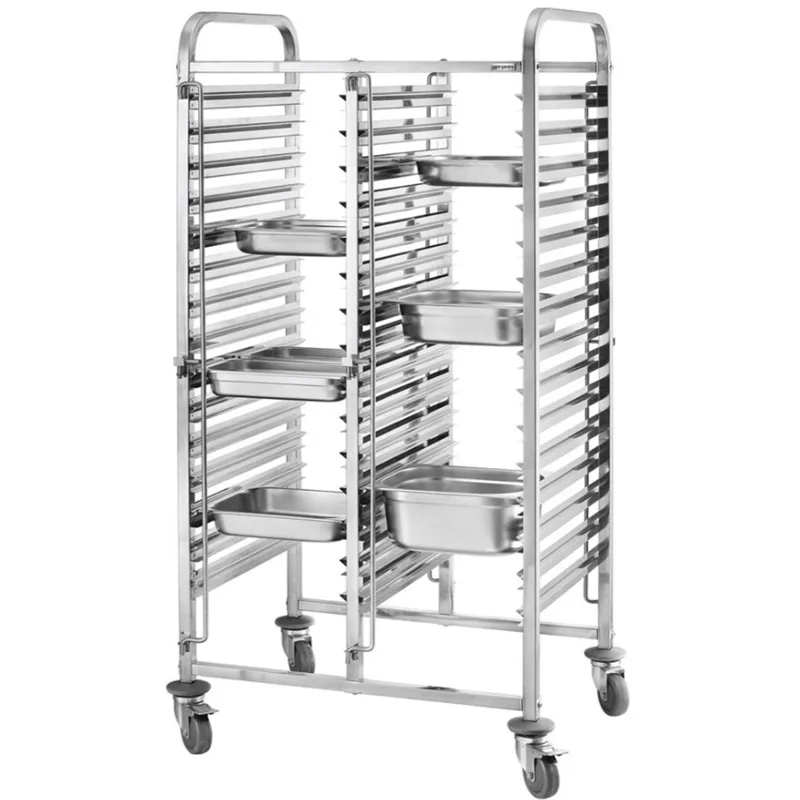 Bakery Tray Racks Trolley For Sale | Stainless Steel – 15 tier baking tray rack- stainless steel mobile trolley-universal bak