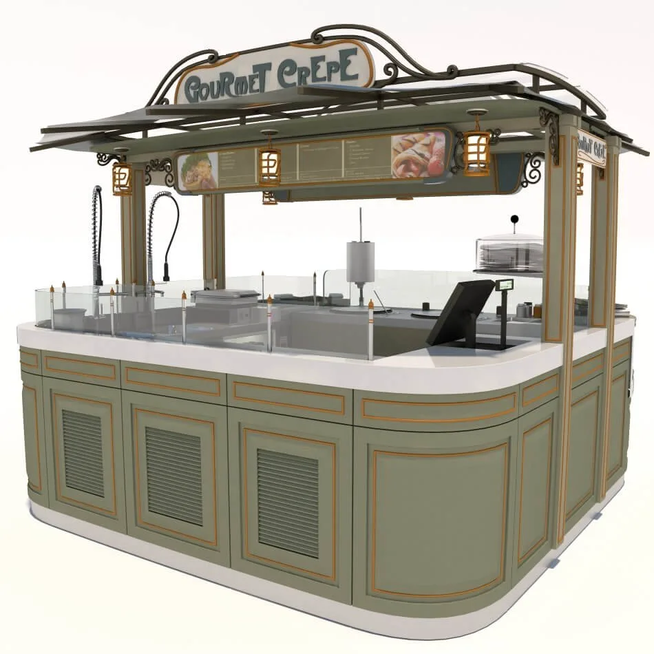 Vintage fashionable crepe stand outdoor food kiosk