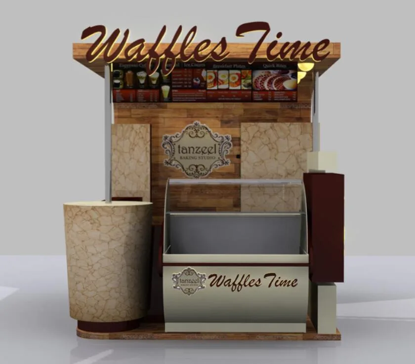 Vintage waffle kiosk design Wooden waffle display cabinet on sale