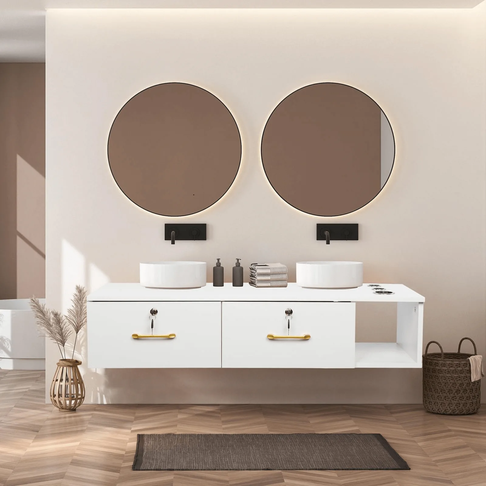 Wall Mounted Floating Salon Styling Stations For Sale – custom retail display image 1