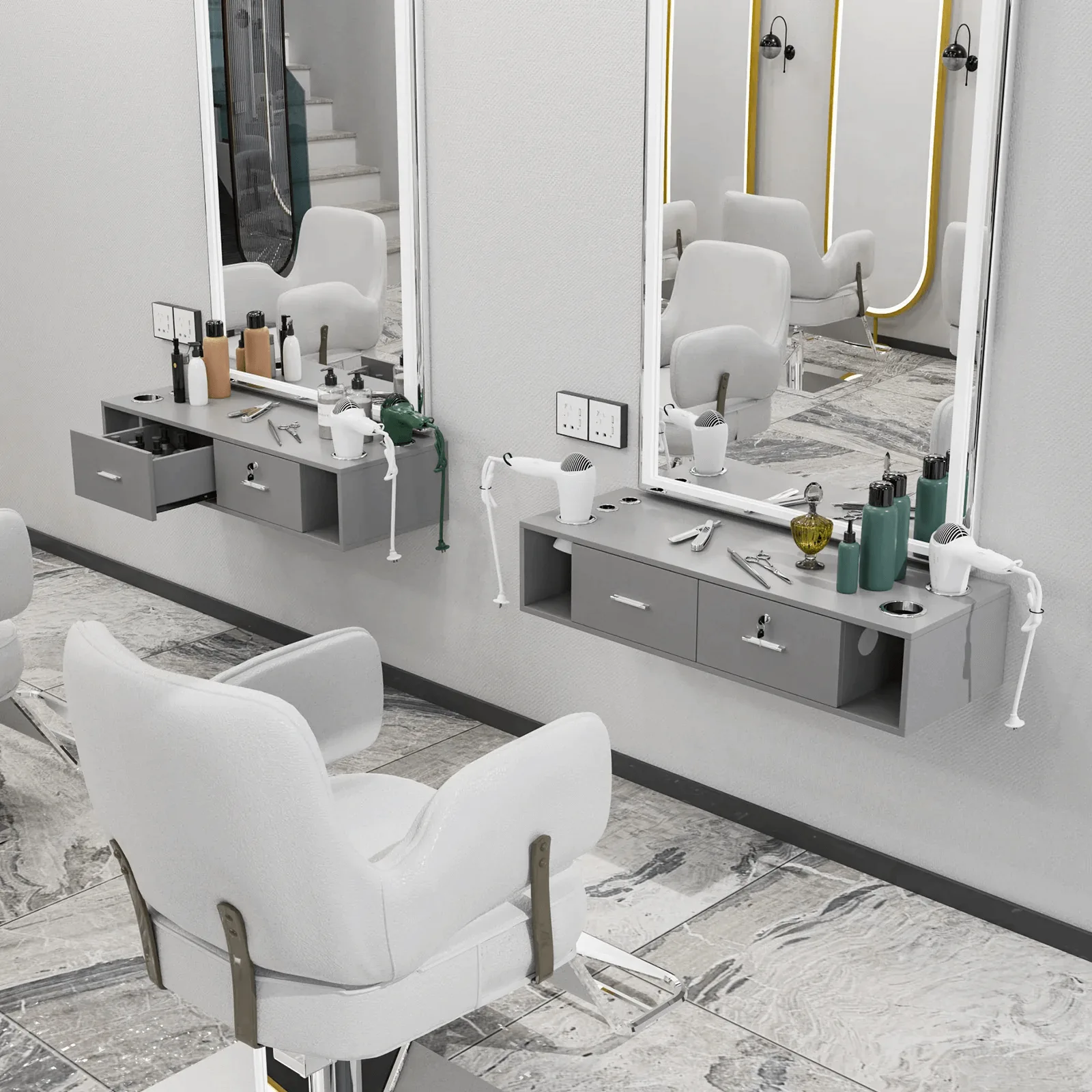 Wall Mounted Floating Salon Styling Stations For Sale – custom retail display image 57