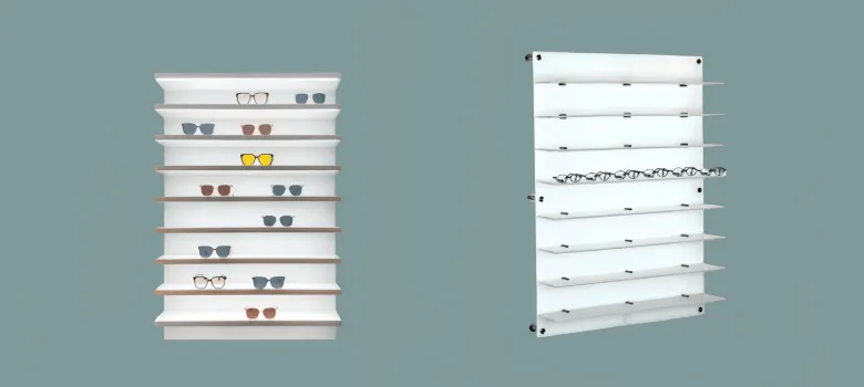 Wall Mounted Optical Displays | Boards, Racks Backlit Shelf – custom retail display image 4