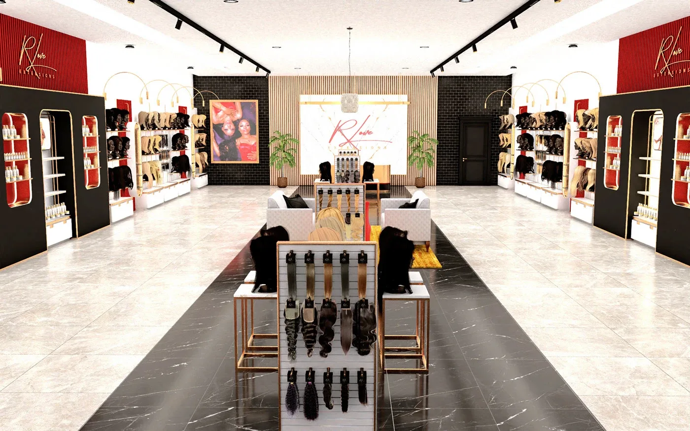 Wig Store Design | Hair Extensions Shop Retail Displays – Luxury Wig Retail Shop Design Interior Decoration Display Furniture