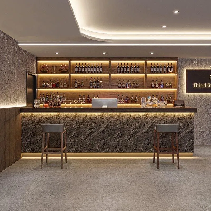 Commercial Bar Counters For Sale | Industrial, Vintage Modern – Modern Industrial Wine Bar Counter with Color Changing LED Li