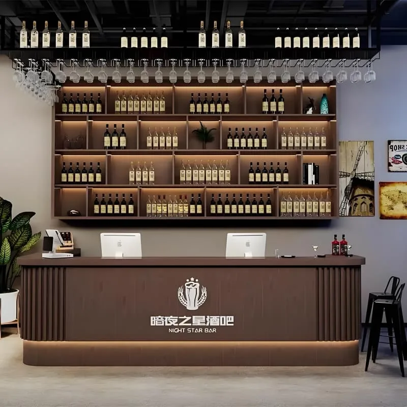 Commercial Bar Counters For Sale | Industrial, Vintage Modern – Modern Industrial Wine Bar Counter with Color Changing LED Li