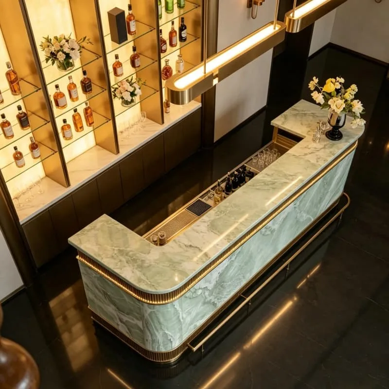 Commercial Bar Counters For Sale | Industrial, Vintage Modern – Modern Industrial Wine Bar Counter with Color Changing LED Li