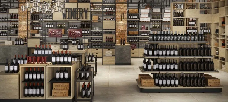 Wine shop display (5) Liquor Store Design, Shelving, Wine Dispalys Fixtures – custom retail display image 12