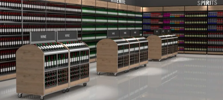 Wine shop display (8) Liquor Store Design, Shelving, Wine Dispalys Fixtures – custom retail display image 14