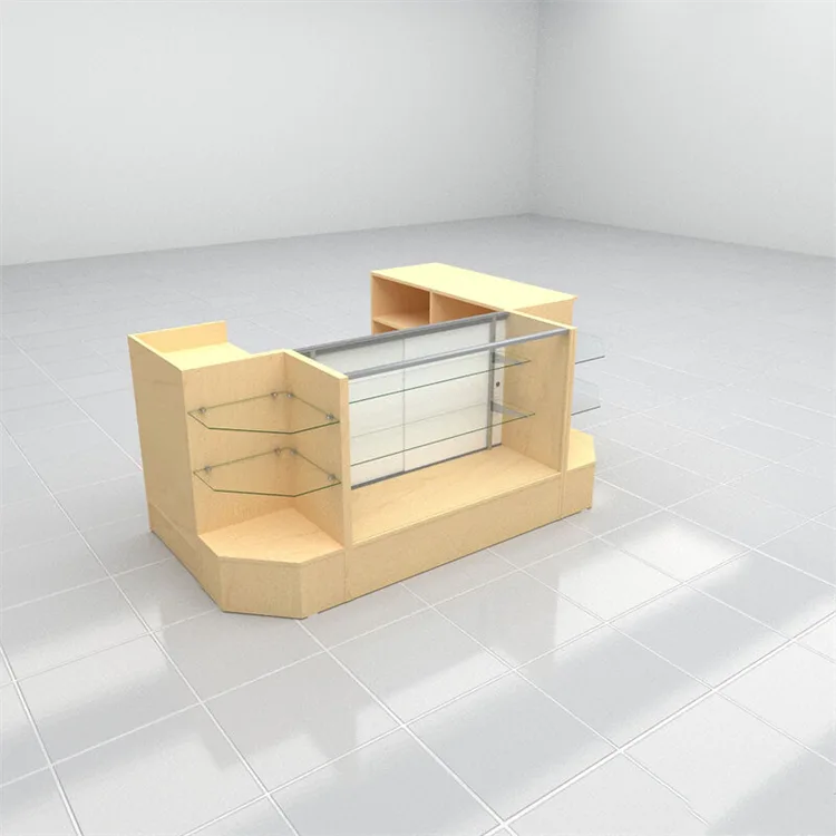 Wooden Display Counter | Glass Counter Cases For Shop – custom retail display image 1